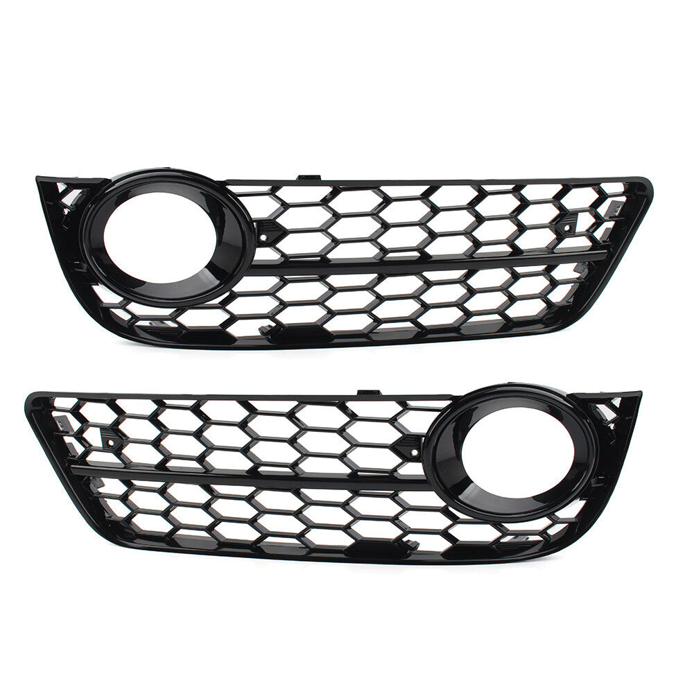 Honeycomb Mesh Grille Front Bumper Fog Light Cover Black for Audi A5 2008-2011