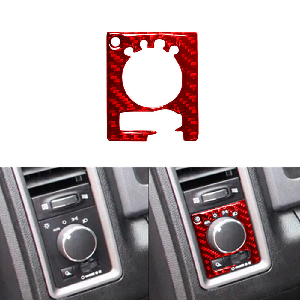 Red Carbon Fiber Dim Light Control Frame Cover Trim for Dodge for Ram 1500 2013-2018