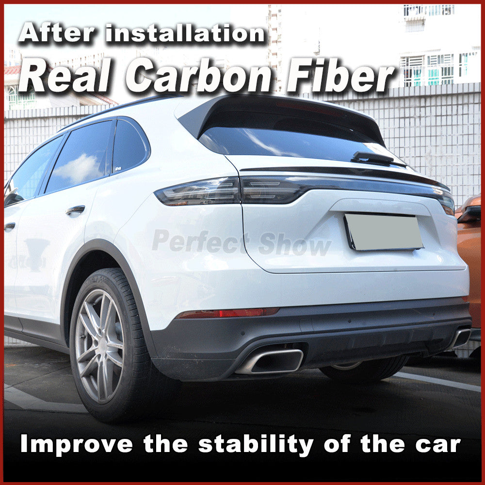 REAL CARBON Rear Middle Trunk Spoiler Wing Lip Fit for Porsche for Cayenne 2018-2020