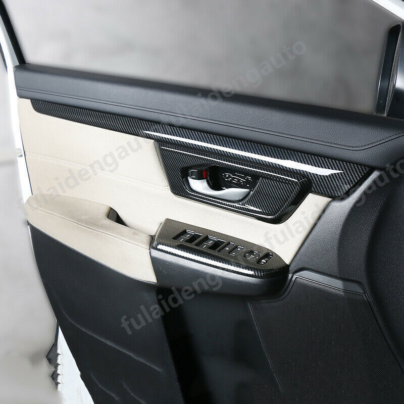 4x for Honda CRV CR-V 17-22 Carbon Fiber Inner Door Armrest Cover Strip Trim Set