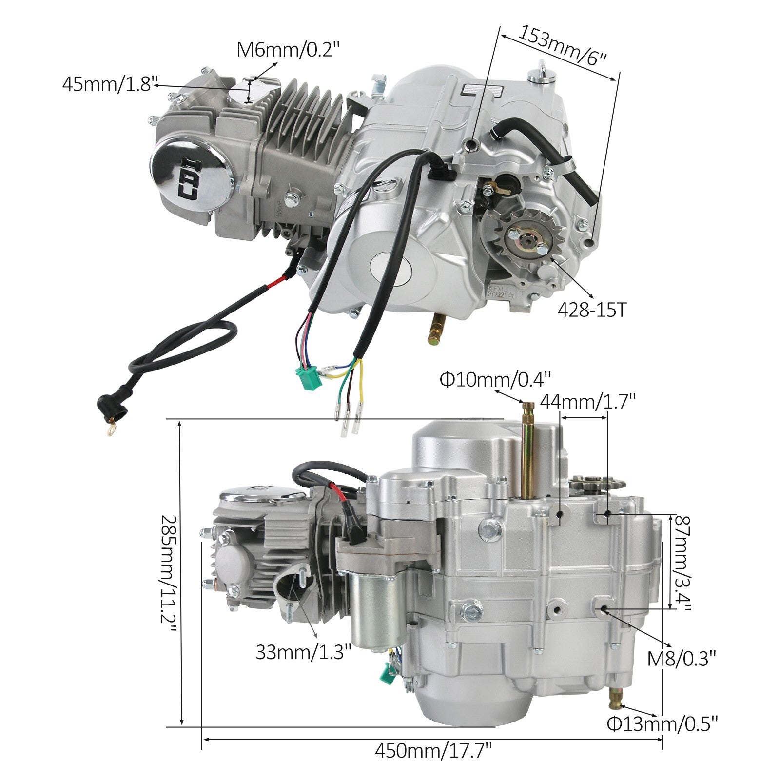 140cc engine motor kit, manual/electric start, off-road bike trail CRF50 Apollo RFZ125