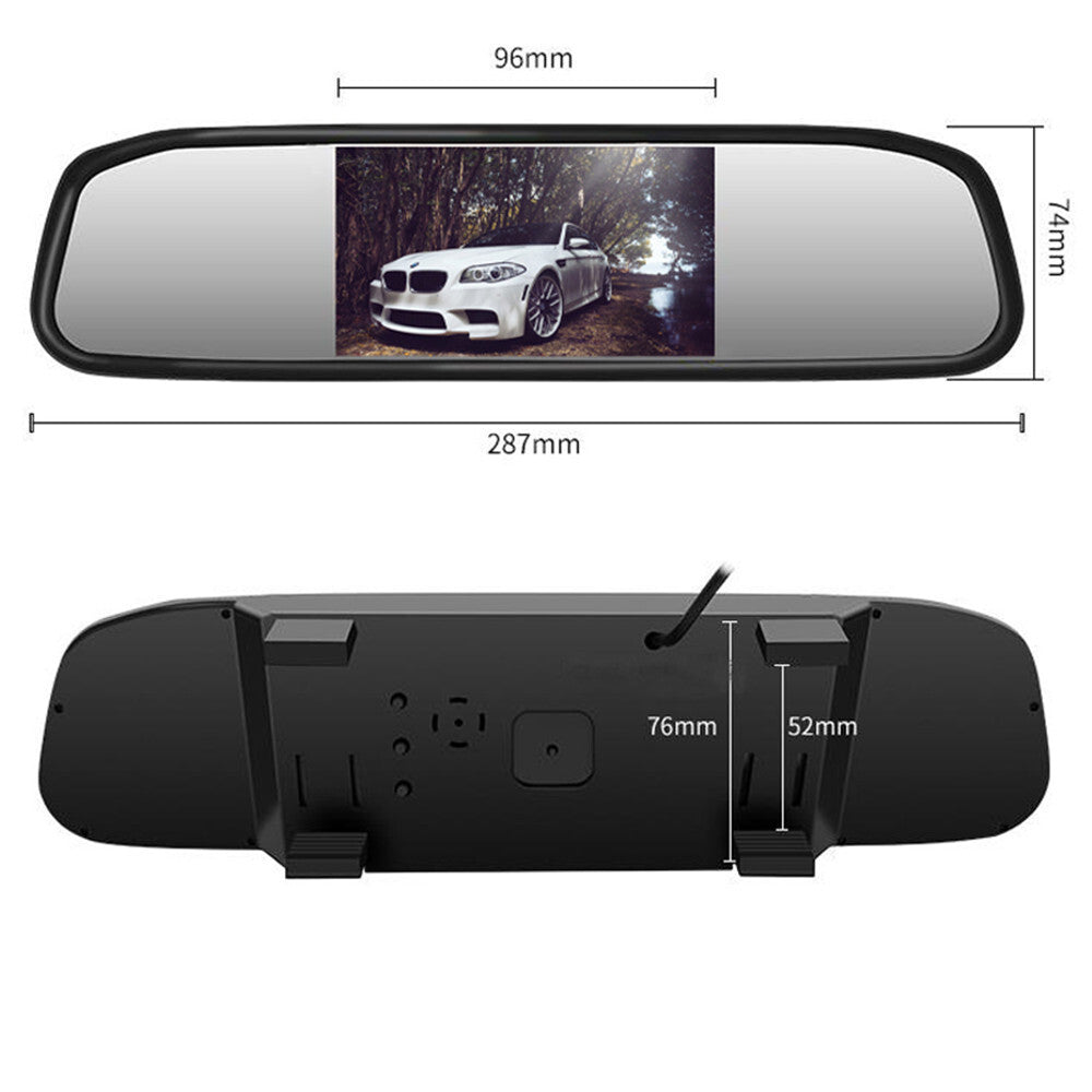 4.3in LCD Car Rearview Mirror Monitor Parking Backup Radar Sensor With Camera