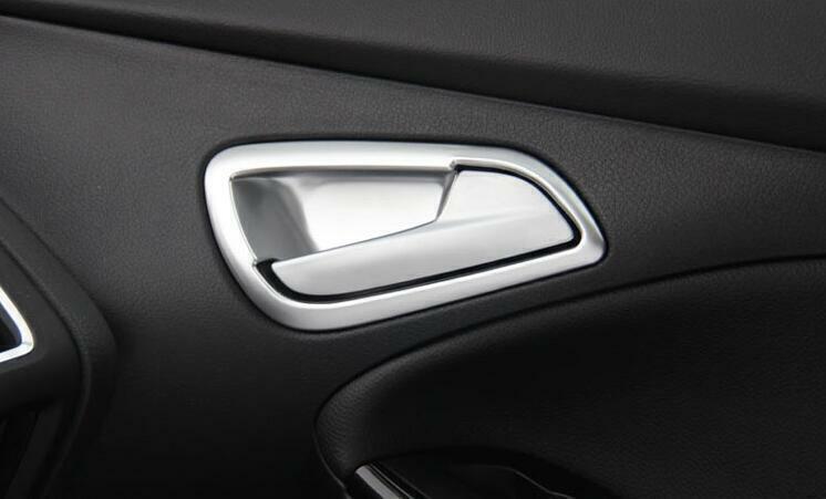 ABS Matte Silver Interior Door Bowl Frame Cover Trim 4P For 2015-2018 for Ford Focus