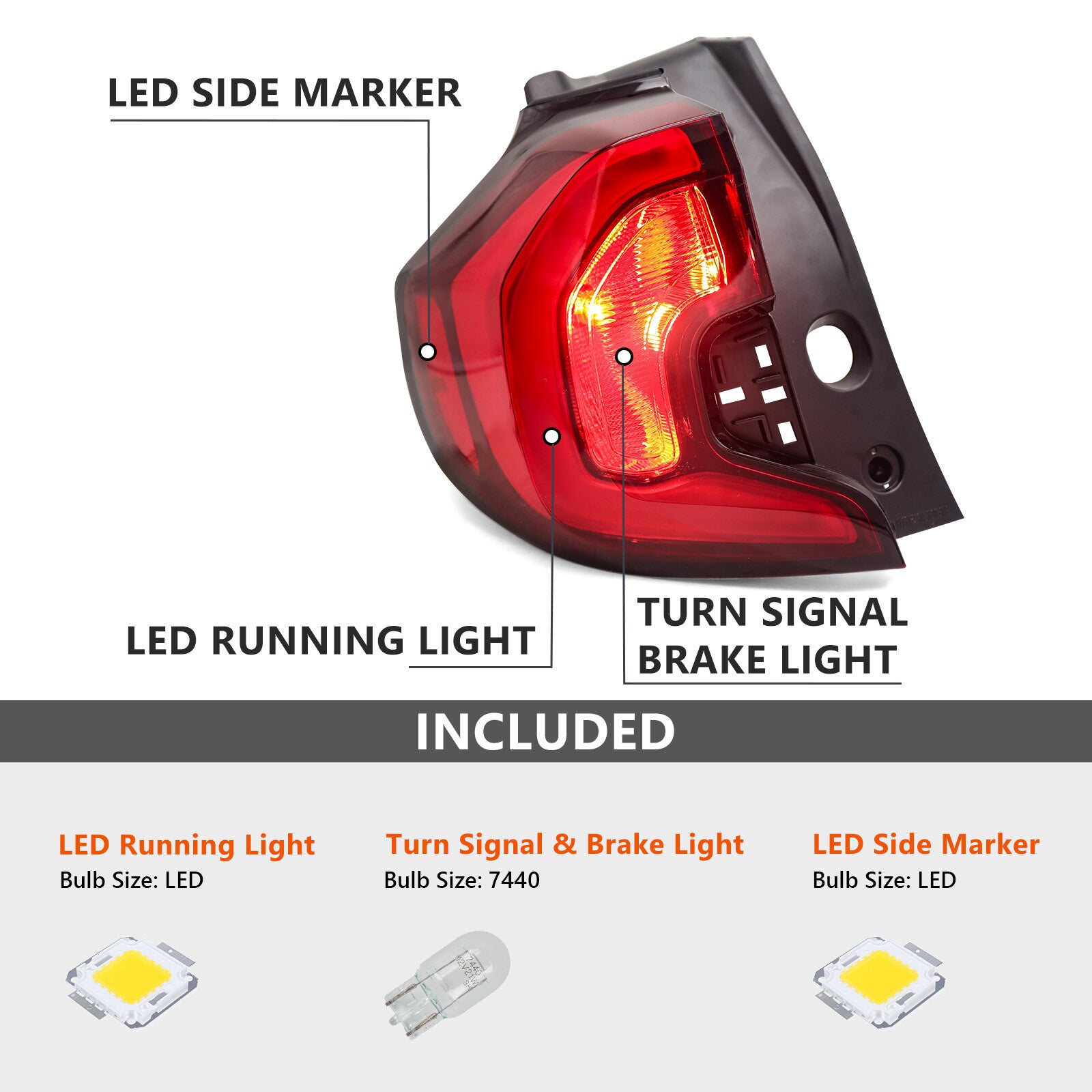 Suitable for 2018-2021 for GMC Terrain SLE|SLT LED Exterior Taillight Assembly Driver Left