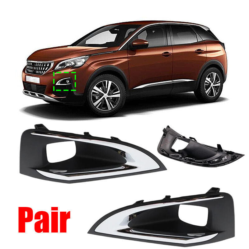 Pair for Peugeot 3008 P84 2016 2017 2018 2019 LHRH Front Bumper Fog Light Cover