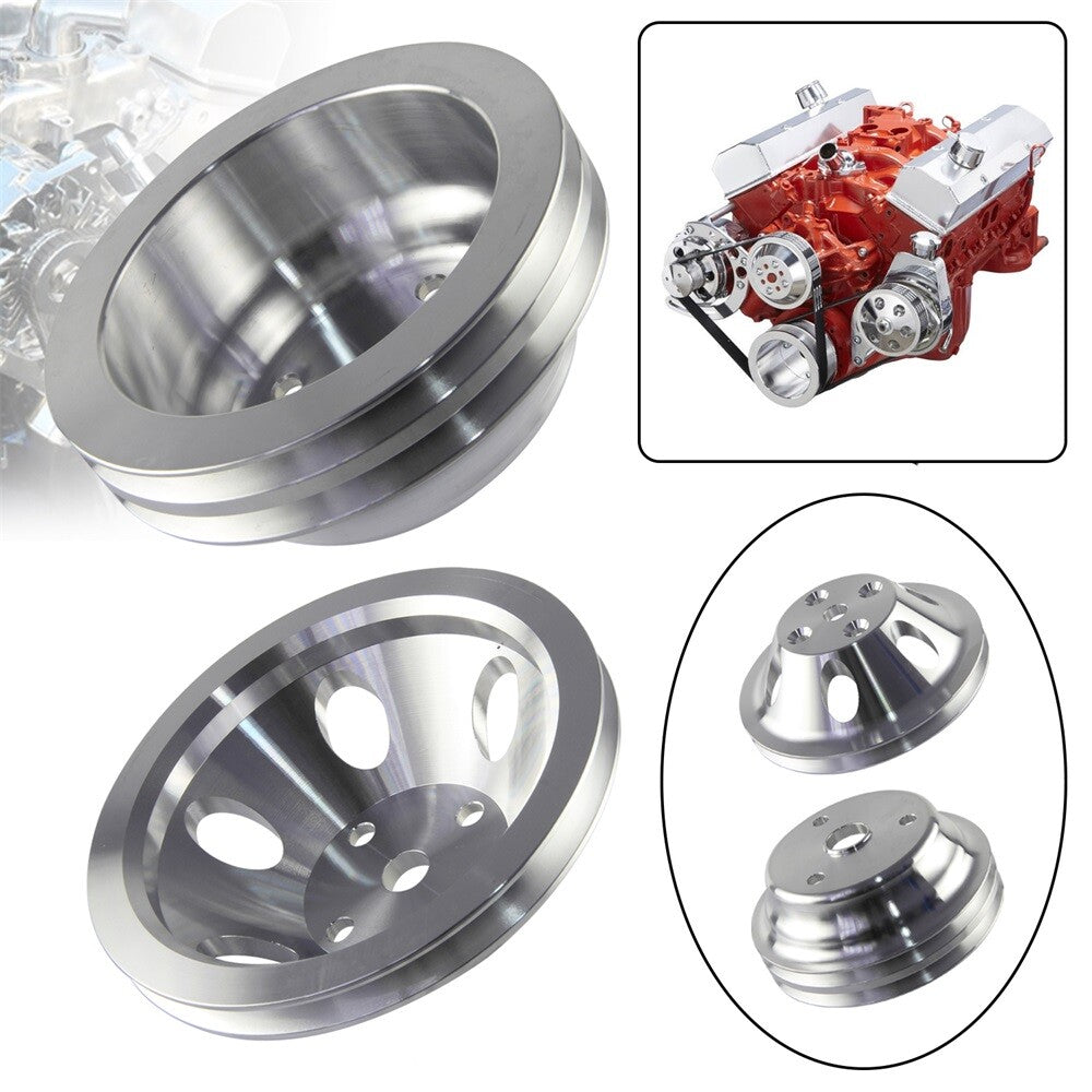 Aluminum 1 2 Groove Crank Pulley Kit For SBC LWP 327 305 350 265 283 400