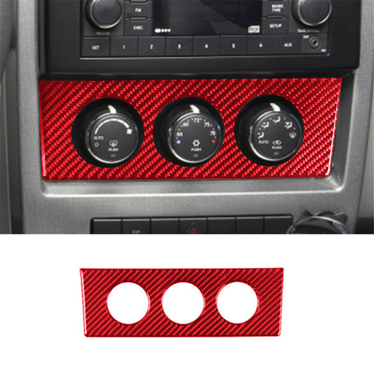 Red Carbon Fiber A/C Climate Console Cover Trim for Jeep Liberty 2008-2012