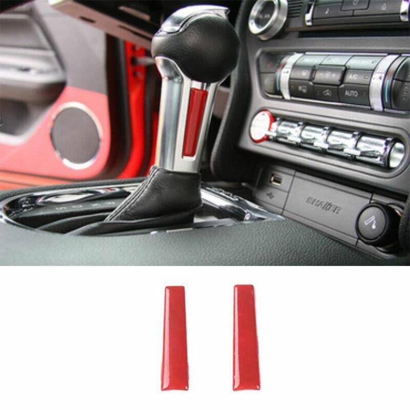 for Ford for Mustang 2015-2022 Paint Red Gear Shift Shifter Lever Cover Trim 2PCS