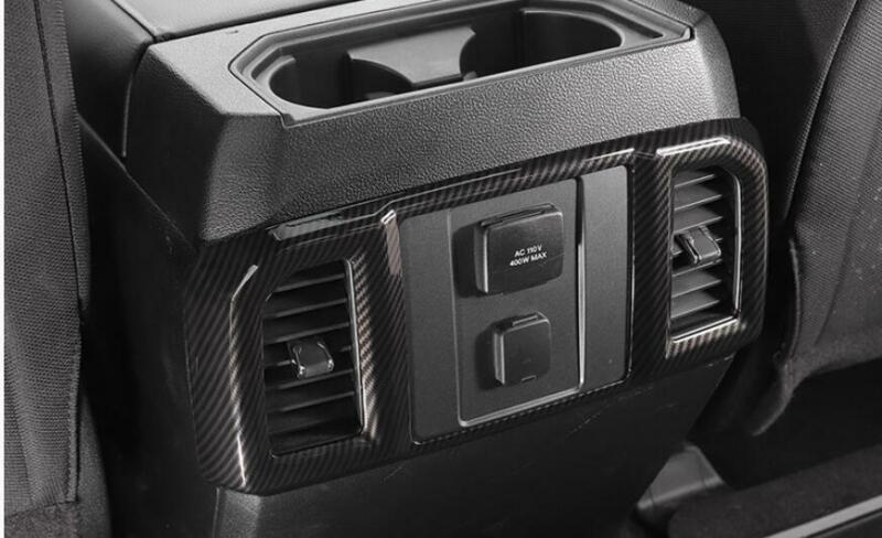 for Ford F150 F-150 2015-2020 Carbon Fiber Back Row Air Outlet Vent Cover Trim