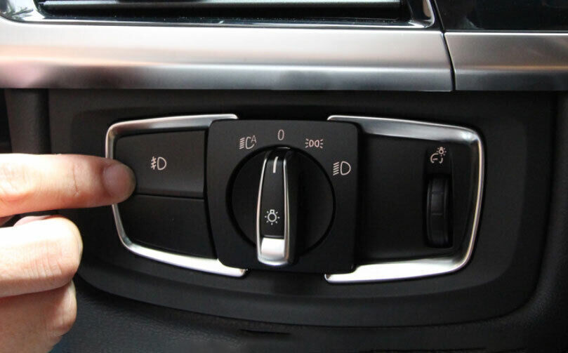 for BMW X5 X6 F15 F16 2014-2018 ABS Headlight Switch Control Frame Trim Silver