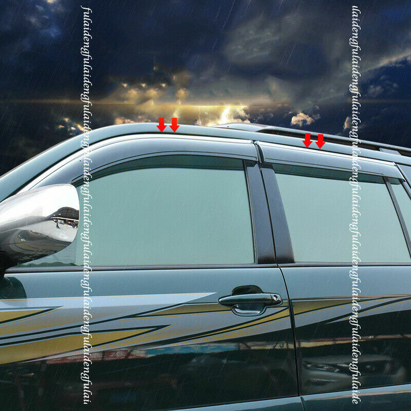 for Toyota Prado 2003-2009 Window Visor Rain Sun Shield Deflectors W/Chrome trim