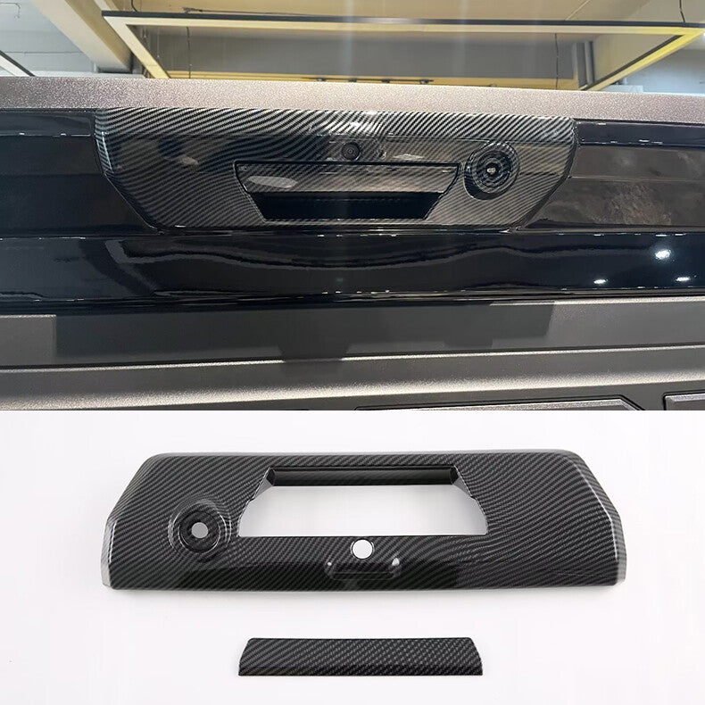 for Ford F150 2021-2023 Carbon Fiber Rear Door Tail Tailgate Handle Cover Trim