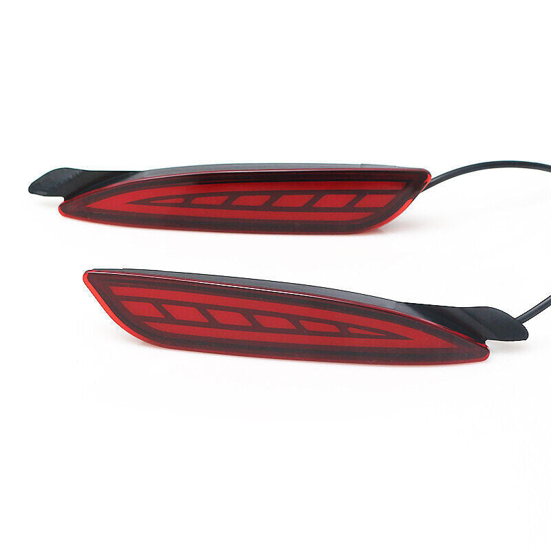 Dynamic turn signal reflectors for dual rear bumpers on 2019 and 2020 for Mazda 3 hatchbacks.