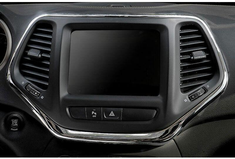 for Jeep Cherokee 2014-2018 Silver Chrome Central Console Navigation Frame Trim