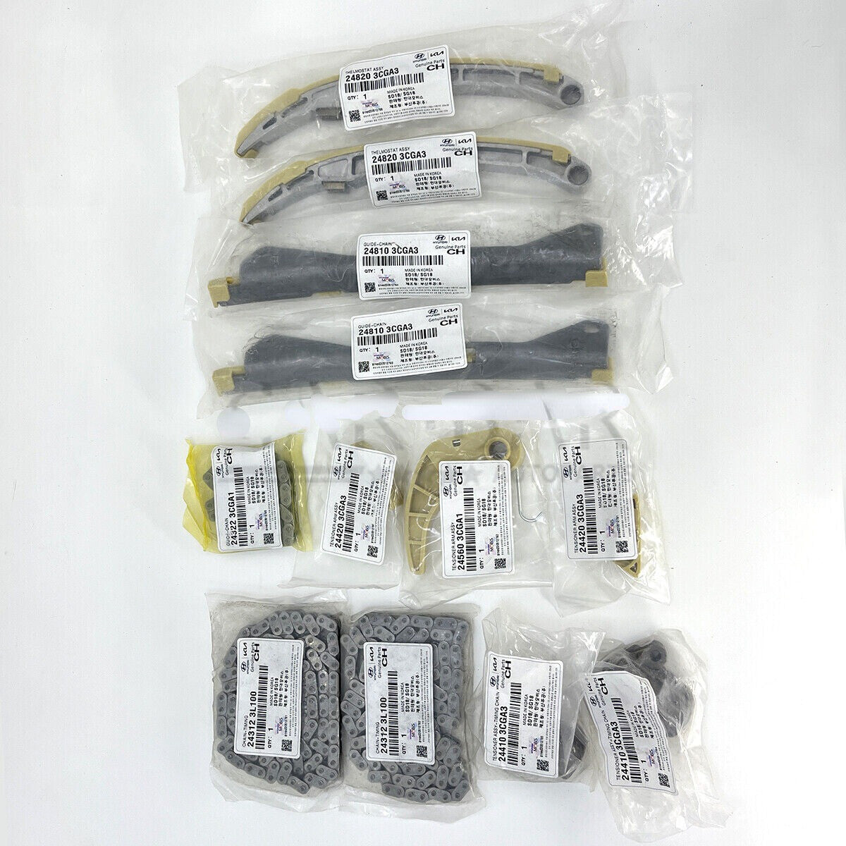 12-piece timing chain kit for Hyundai , for Kia Santa Fe, Sorento, Azera for Genesis 3.3L, 3.8L