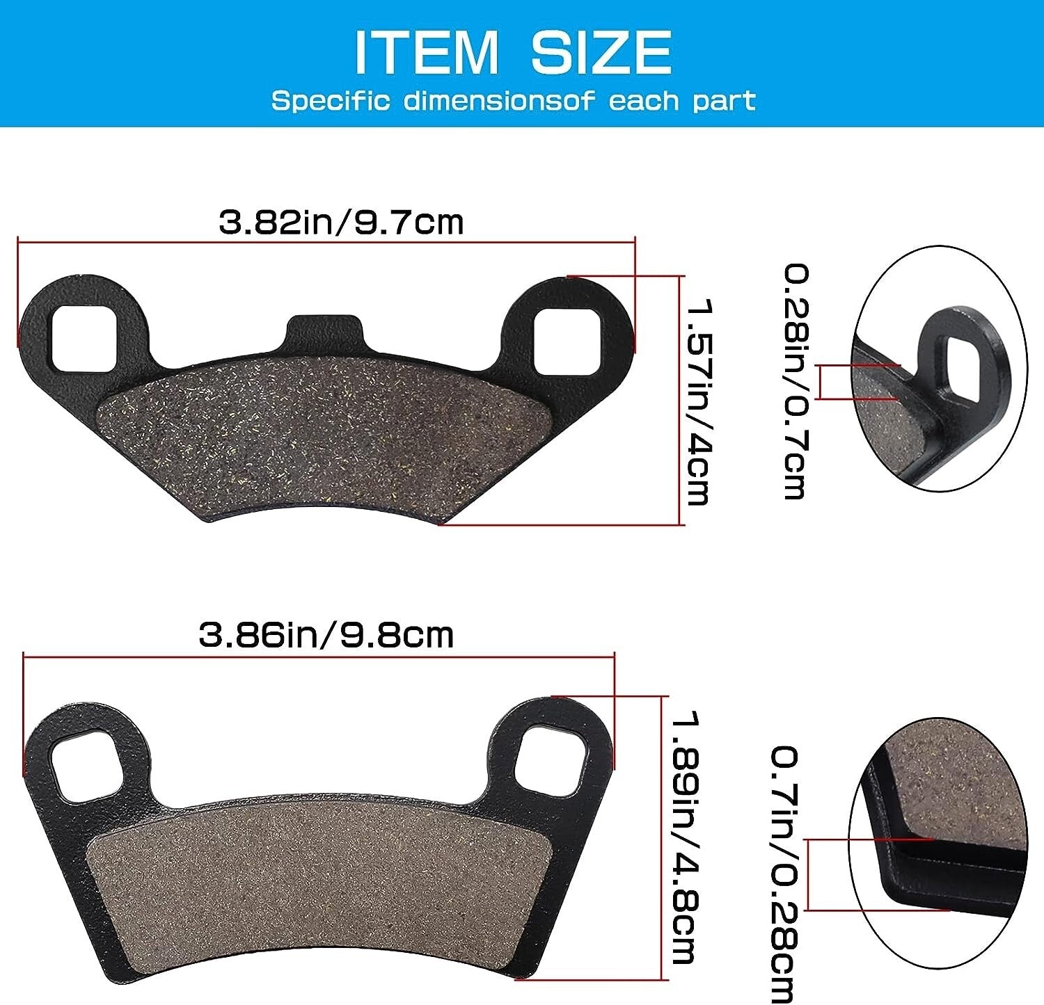 Brake Pads for Polaris RZR 570 2012-2015 RZR 800 2008-2014 RZR S 800 800S 09-14
