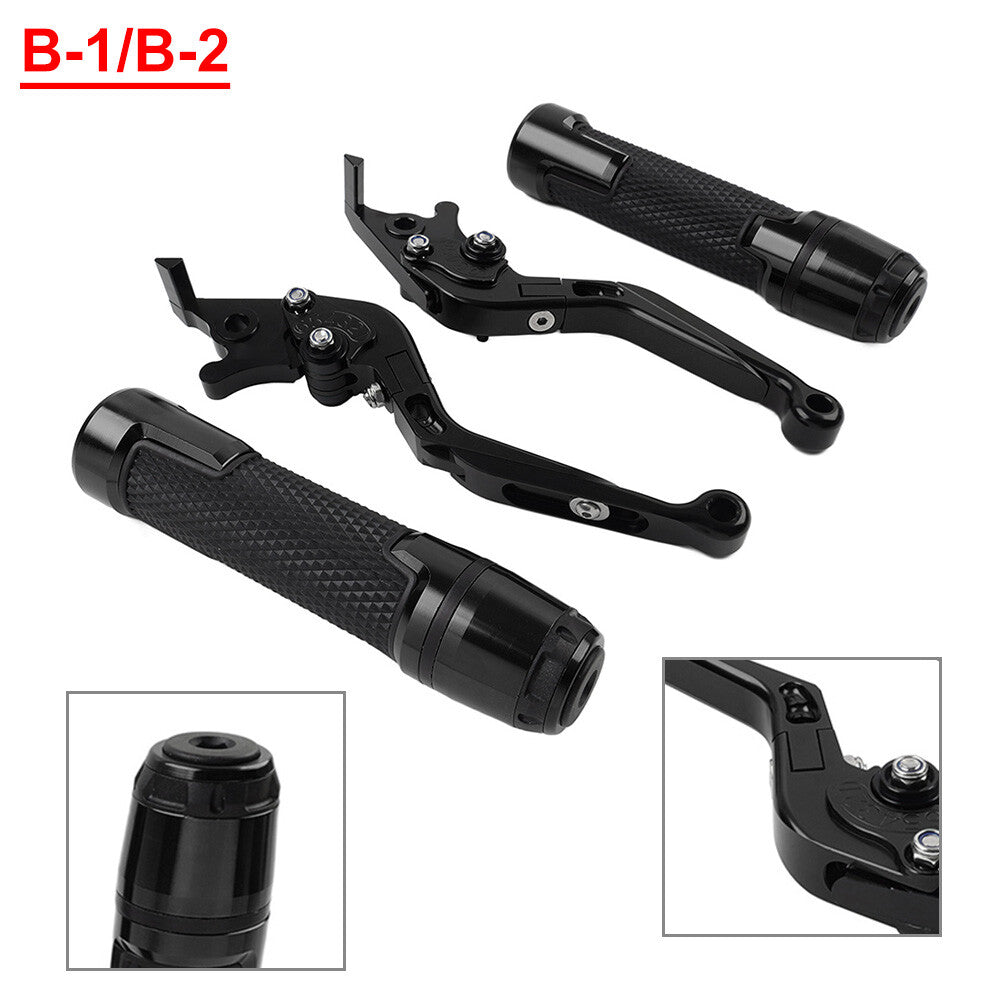 Fold Extendable Brake Clutch Levers Handlebar Grips Set Fit for BMW R1200GS ADV BLK