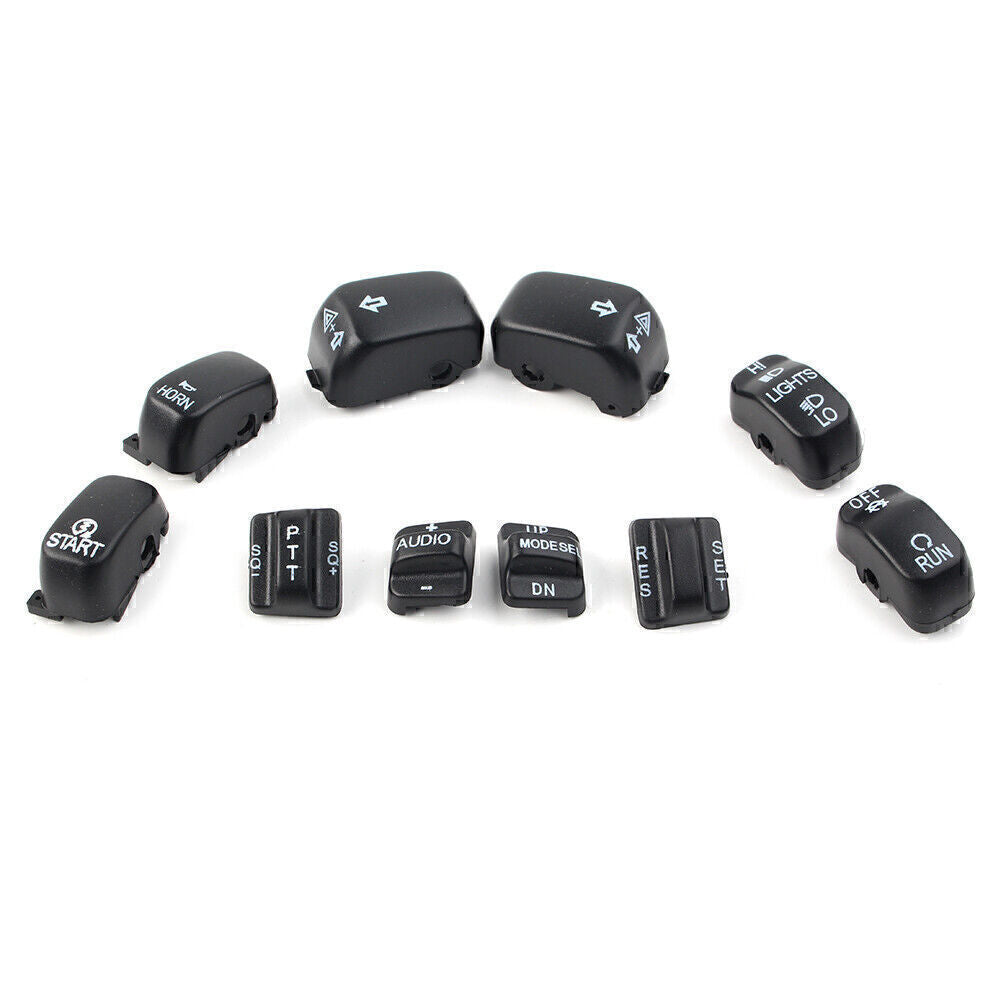Hand Control Switch Cover Housing Button Cap Set Black Fit for Harley Touring 96-13