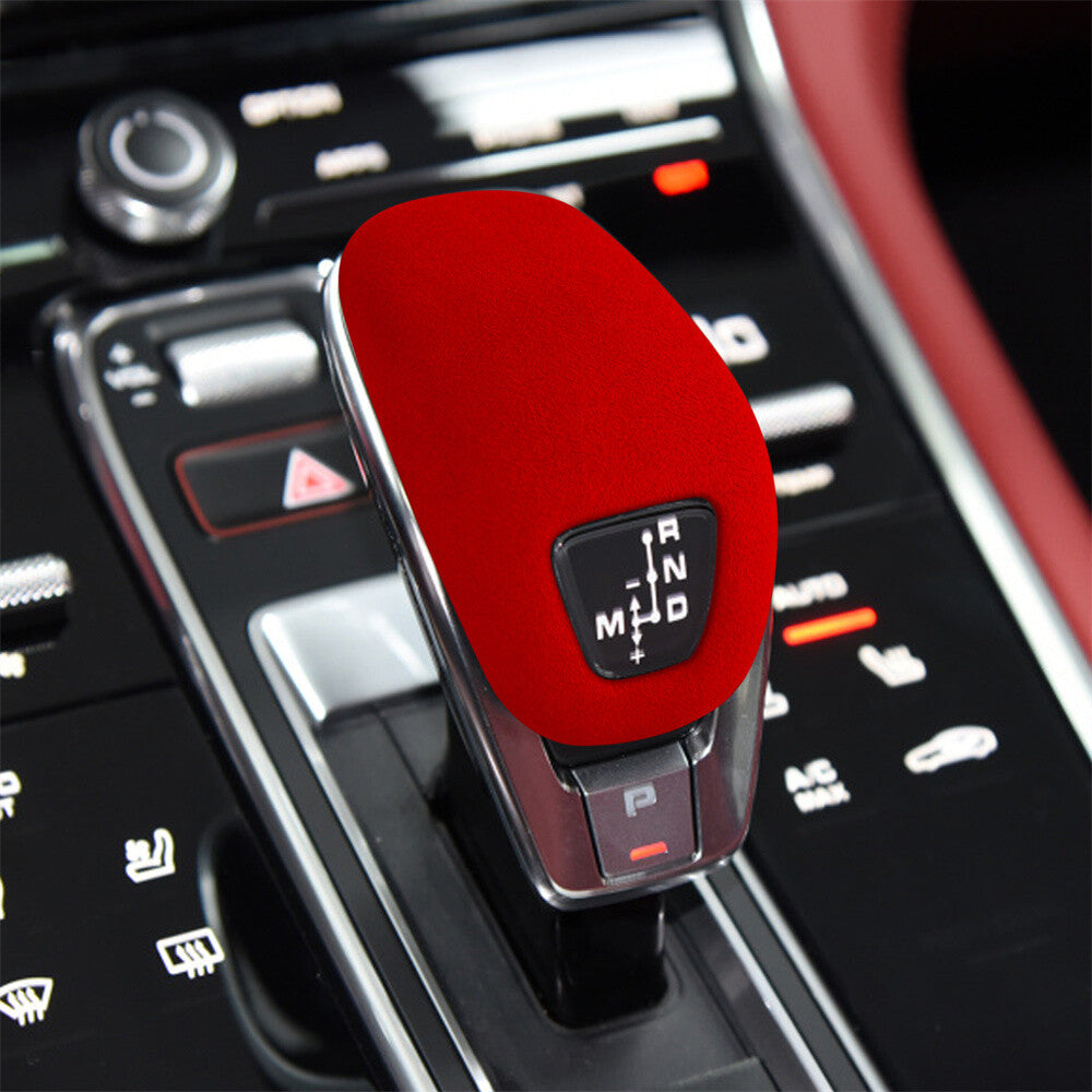 Suede Wine Red Car Gear Shift Knob Trim for Porsche for Panamera 2017-23 Accessories