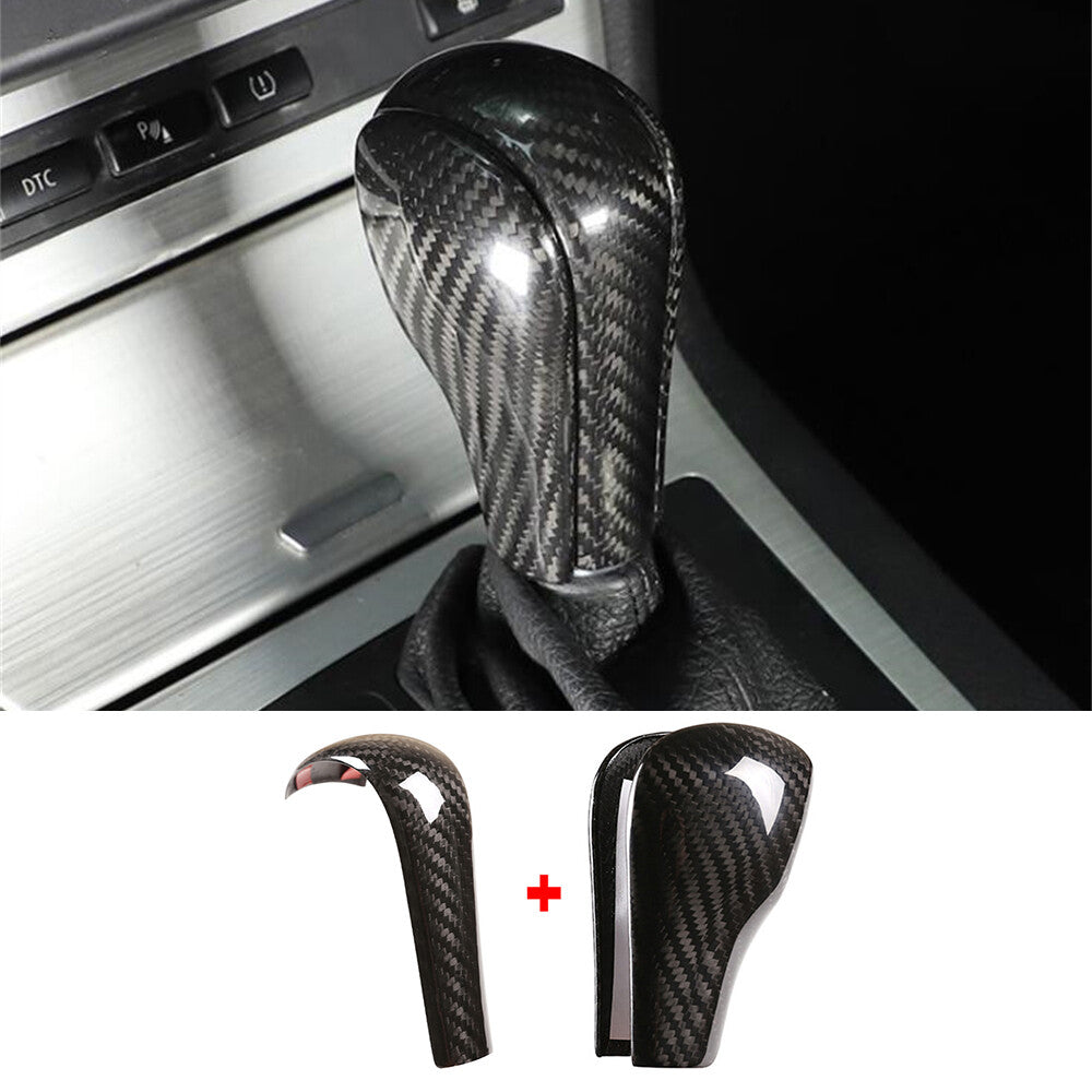 2¡ÁGear Shift Knob Trim for BMW 5 Series 96-07 X3 06-10 X5 04-06Real Carbon Fiber