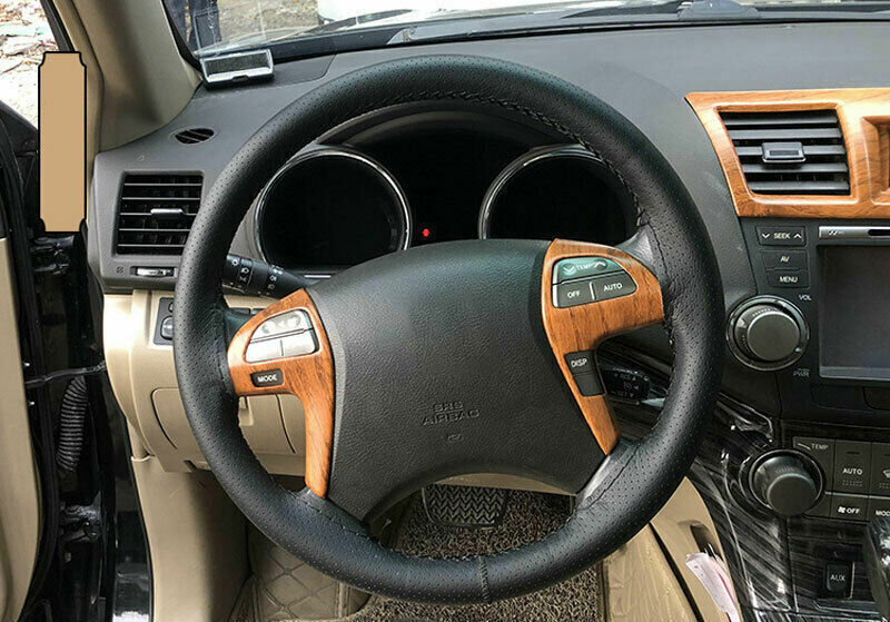 for Toyota Highlander 2008-13 Wood Grain Inner Steering Wheel Switch Cover Trim