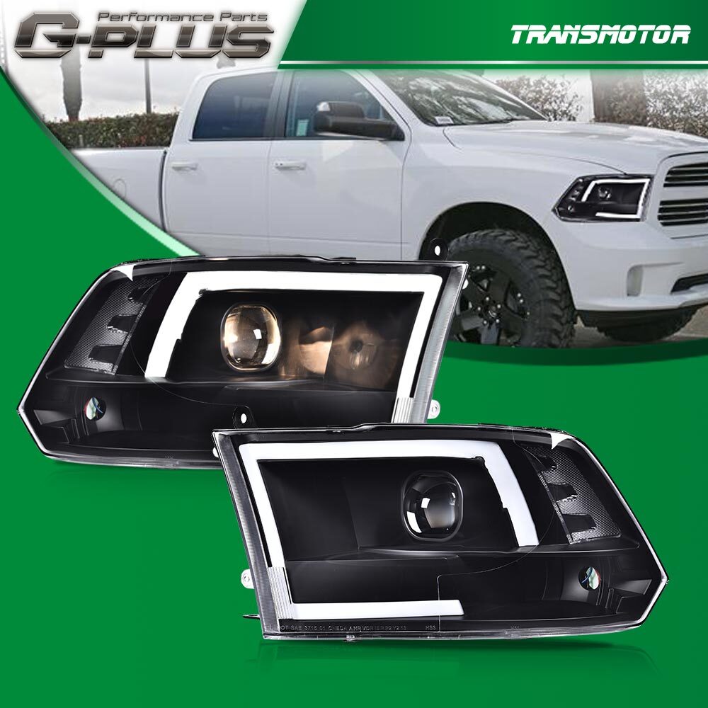 Fits 09-18 for Ram 1500 2500 3500 LED Black Headlight Projector Headlight DRL
