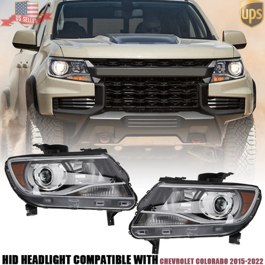 HID Projector Headlight Driver Passenger Pair For 2015-2022 for Chevrolet Colorado