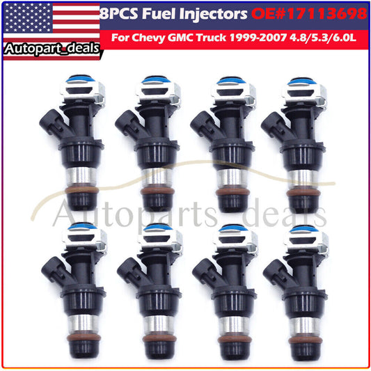 8Pcs Fuel Injectors 17113698 for Cadillac for Chevy for GMC Truck 4.8 5.3 6.0L 1999-2007