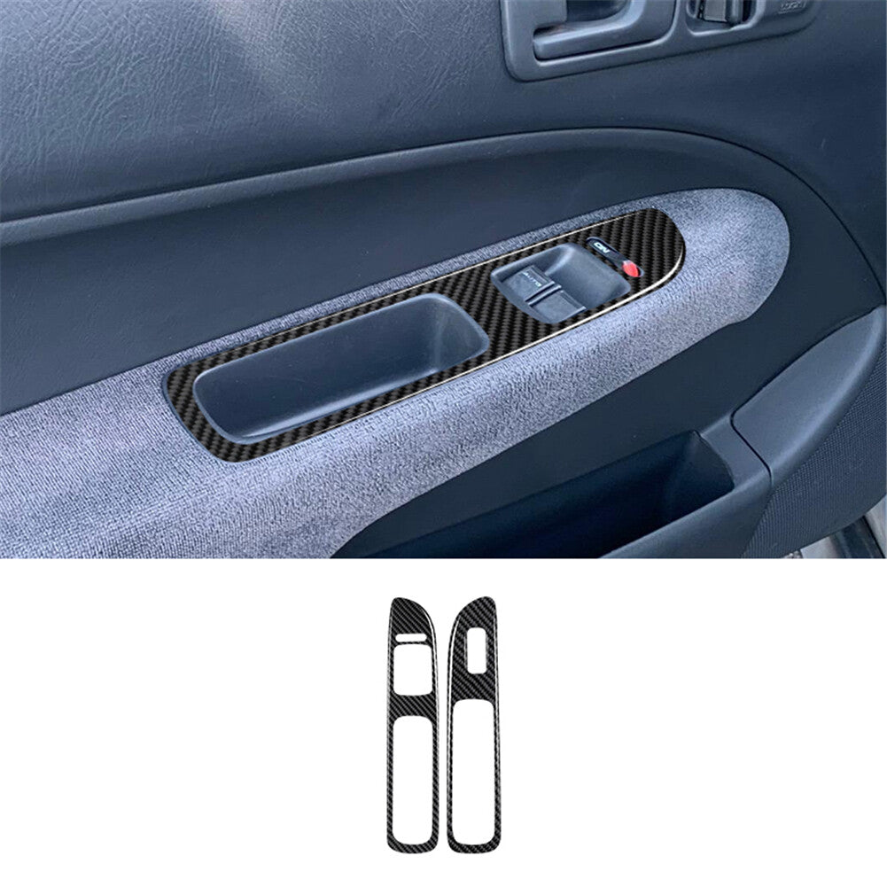 Carbon Fiber Door Window Lift Console Panel Cover Trim for Honda for Civic 1999-2000
