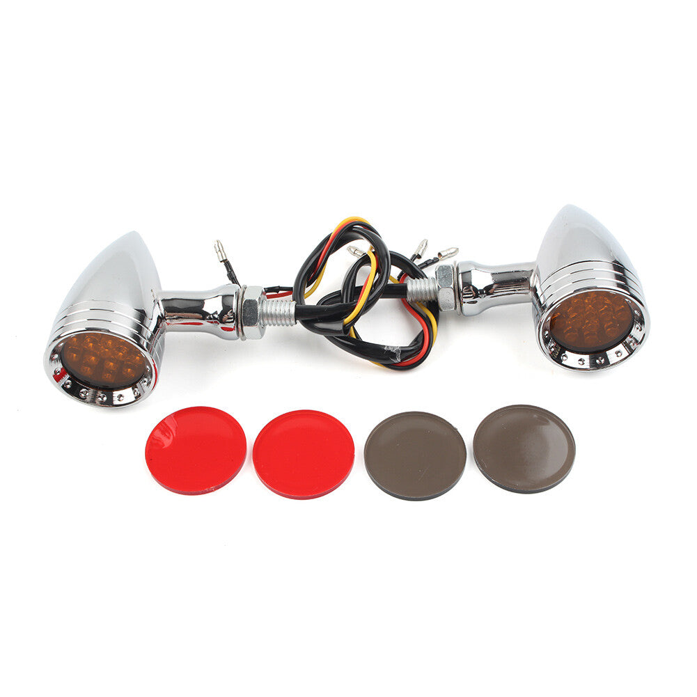 12V Motorcycle LED Brake Blinker Turn Signal Tail Light Chrome for Harley for Honda