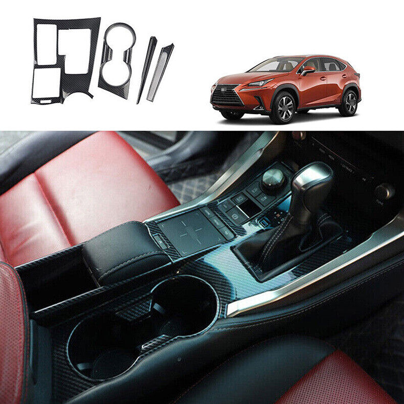 for Lexus NX200t 300h 2015-2021 Carbon Fiber Gear Shift Box Panel Cover Trim LHD