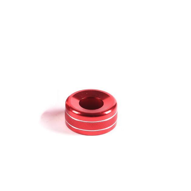 Protective cover for red aluminum rearview mirror adjustment knob, suitable for Toyota Tundra 2022-2024.