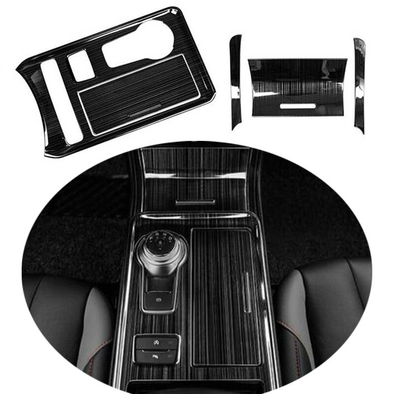 Black Titanium Middle Console Gear Shift Panel Trim 5PCS for Ford Edge 2019-22