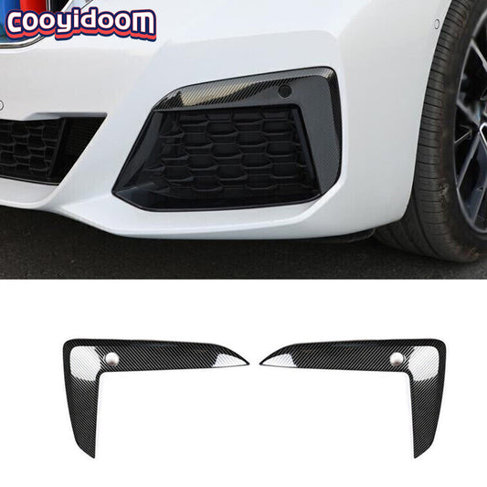 Carbon fiber steel front fog light trim for BMW 5 Series M5 2021 - 2023
