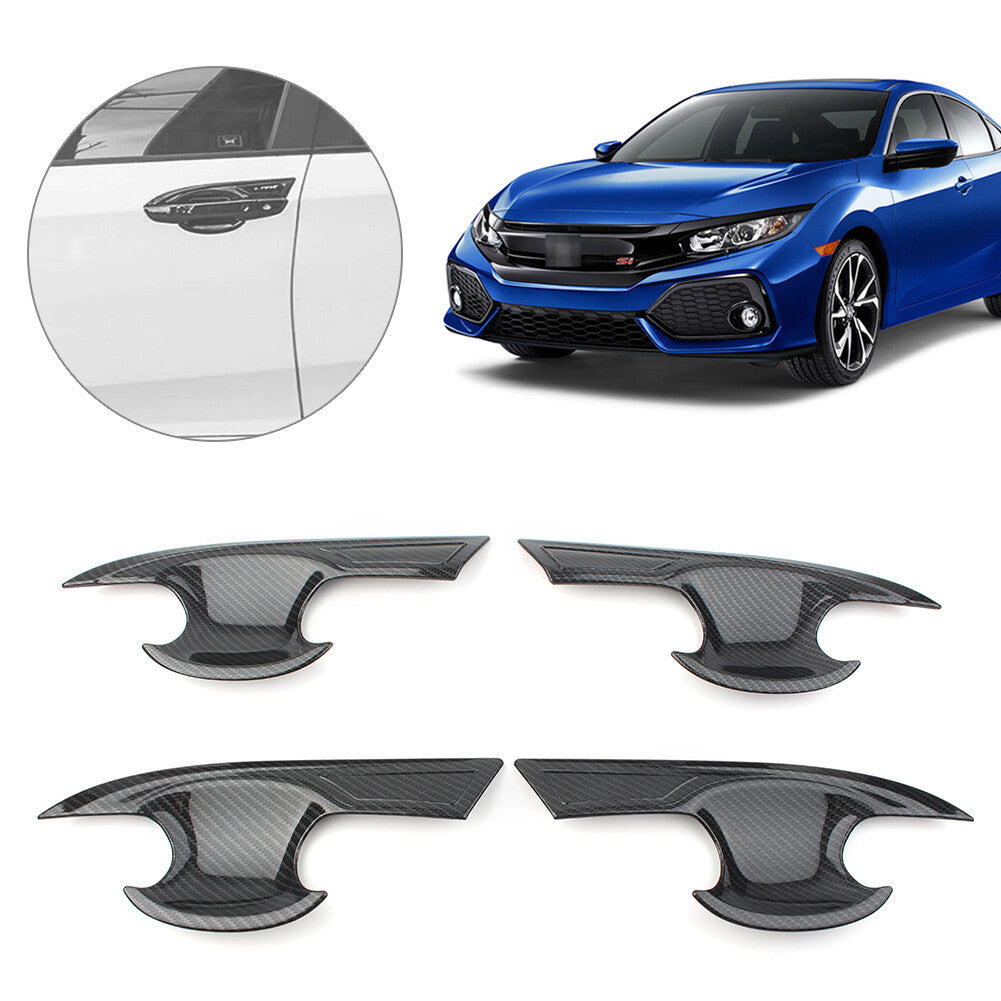 for Honda for Civic 2016-2018 4X Carbon Fiber Style Door Handle Bowl Cover Trim