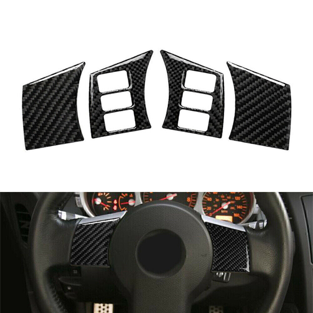 Fit for Nissan 350Z 2006-2009 Interior Steering Wheel Panel Cover Carbon Fiber 4Pcs