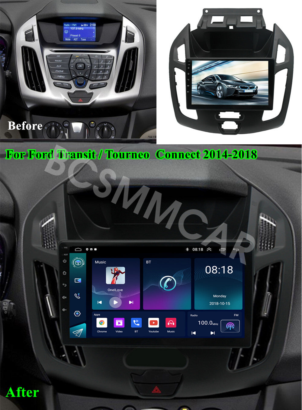 Fit For 2014-2018 for Ford Transit Connect 9 Android 13 Car Stereo Radio GPS Navi