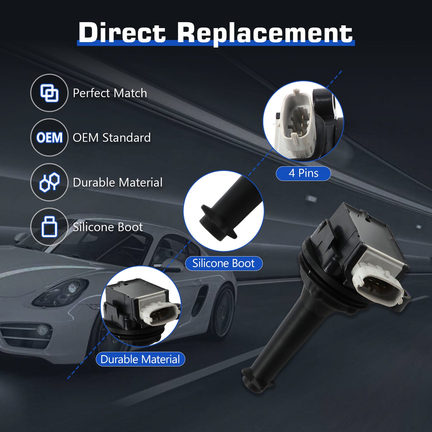 5pcs ignition coils+ 5pcs Iridium Spark Plugs for 2008-2012 for Volvo C30 UF517+6619