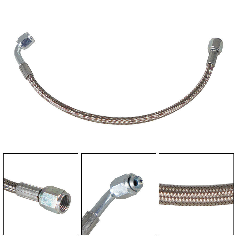 Turbine oil feed line 60-inch steel braided PTFE line 4AN 90° straight hose end PTFE