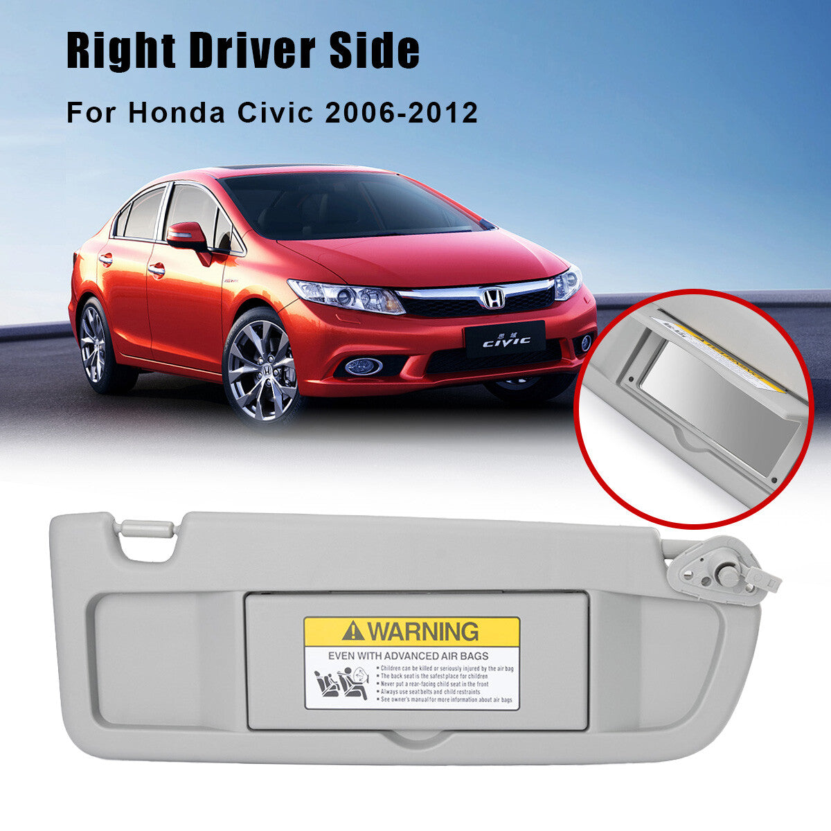 83230-SNA-A01ZC Sun Visor Grey Right Hand for Honda for Civic FD Sedan 2006-2012 AU