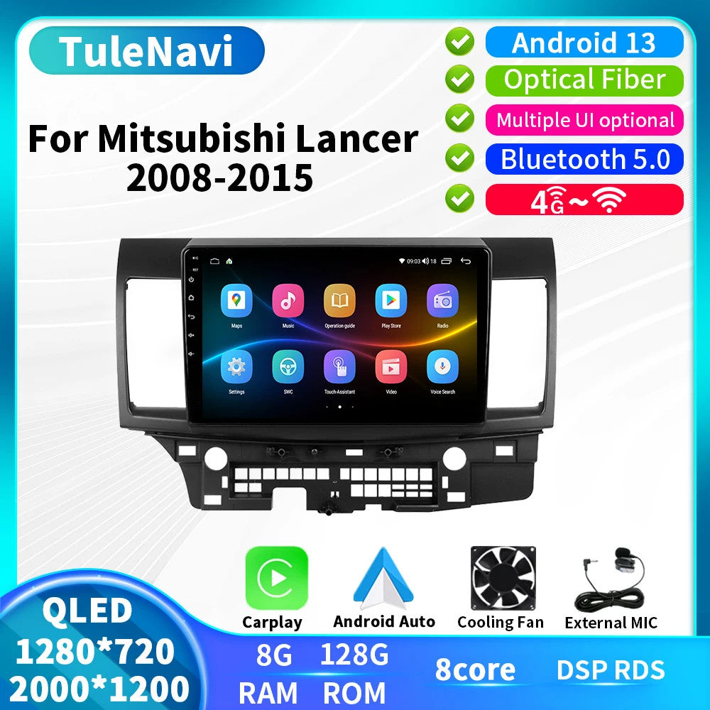 for Mitsubishi LANCER 2008-2015 Car Stereo Radio Android Auto CarPlay GPS Screen