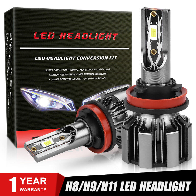 2PC H11/H8/H9 LED Headlight Bulb 120W 25000LM Conversion Kit High Low Beam 6000K