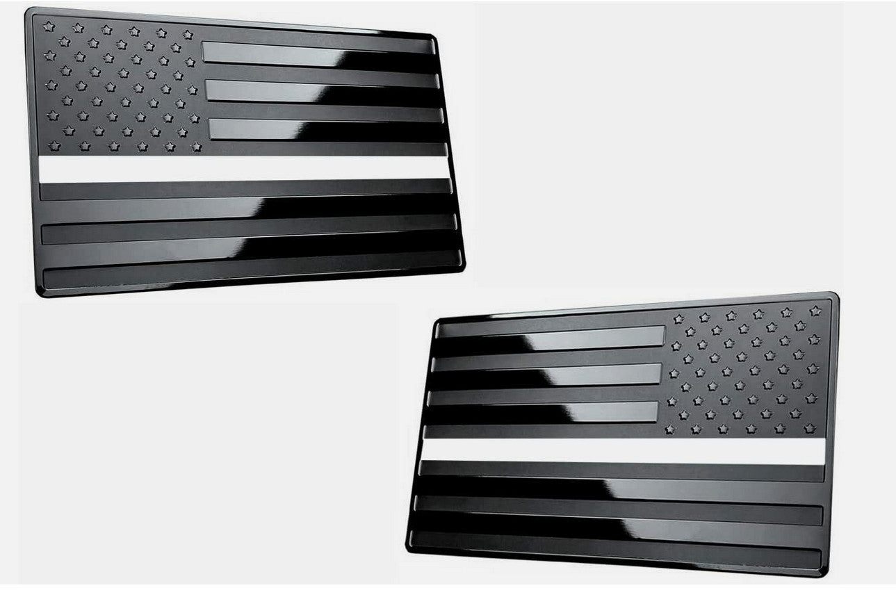 2-piece car side fender rear trunk badge stickers, black and white American flag, suitable for Audi .