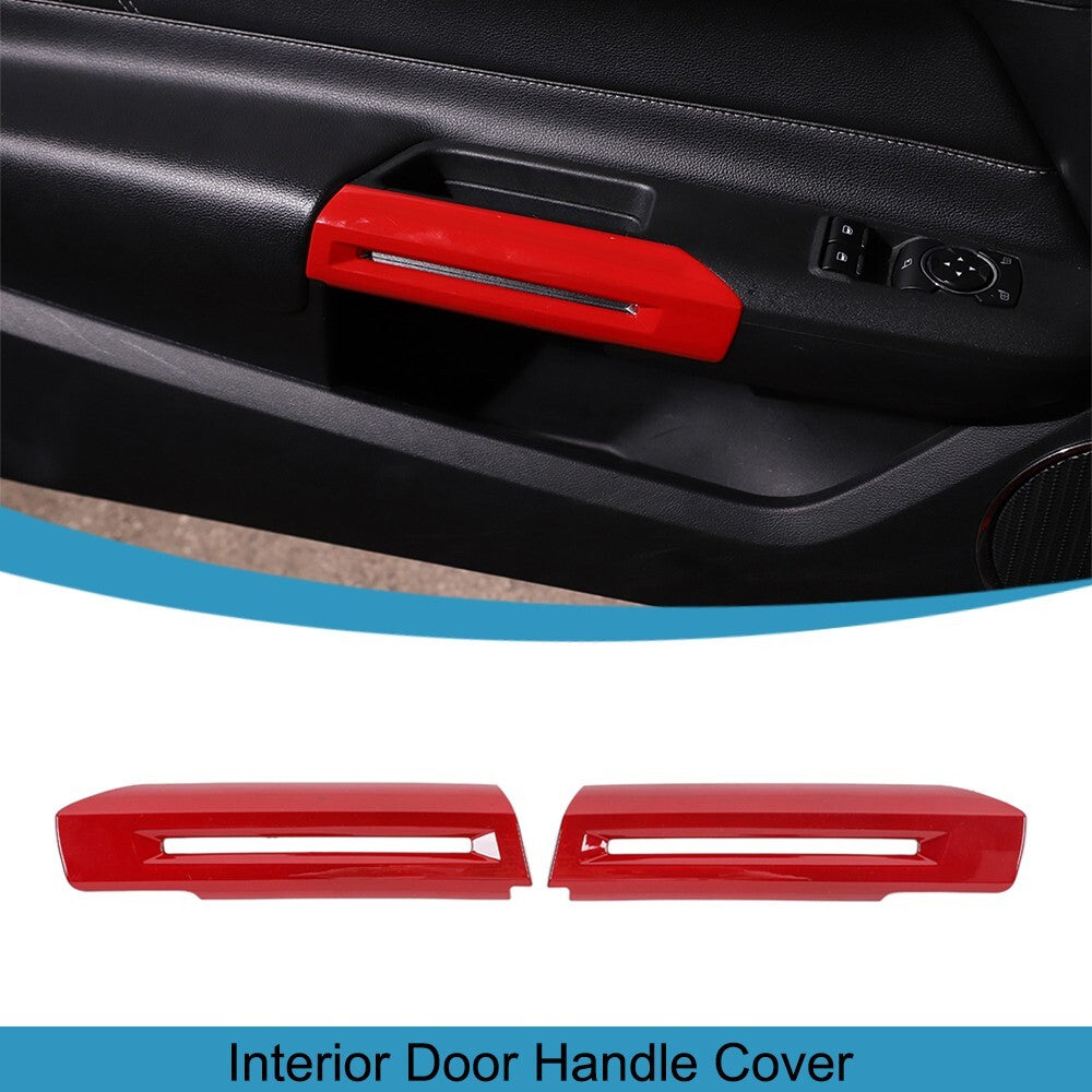 Red Interior Door Handle Armrest Cover Trim Decor for Ford for Mustang 2015-2023