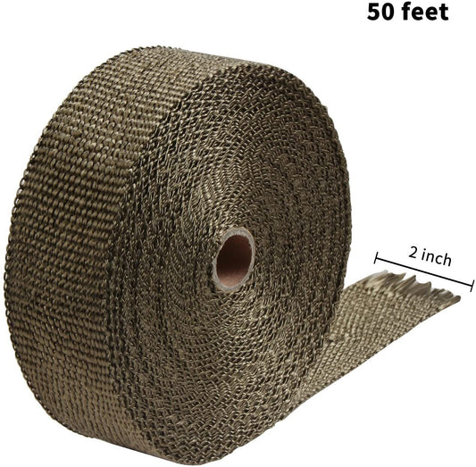 2-inch x 50-foot titanium exhaust heat-wrapping roller for motor fiberglass thermal insulation tape