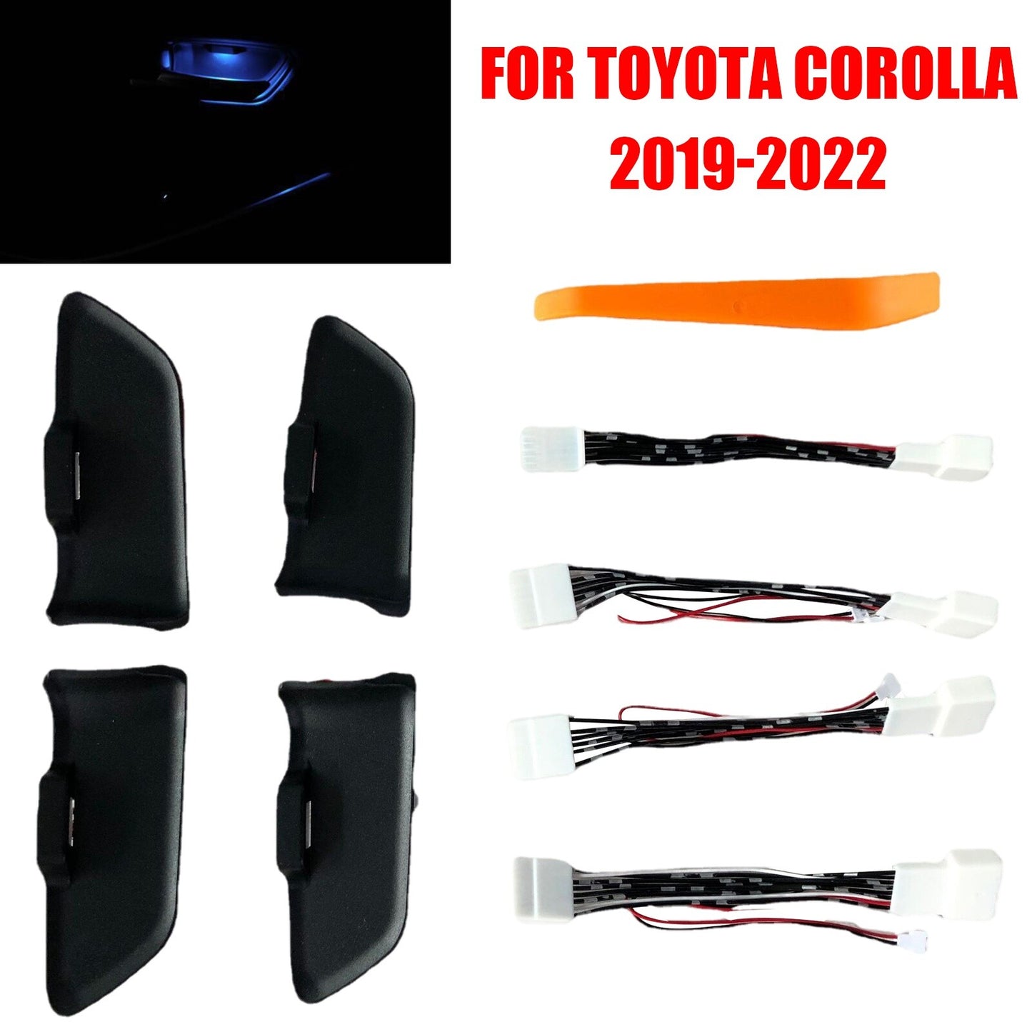 1 set Interior Door Handle LED Blue Lights Lamps for Toyota for Corolla 2019-2022 AT