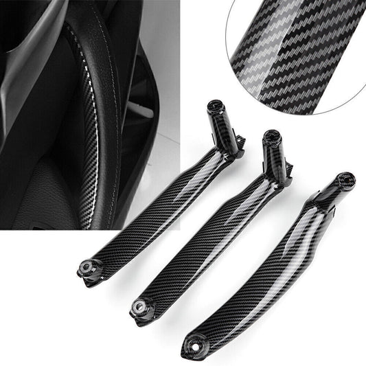 Car Inner Interior Door Pull Handle Trim Carbon Fiber Fit for BMW X5 X6 E70 E71 3pcs