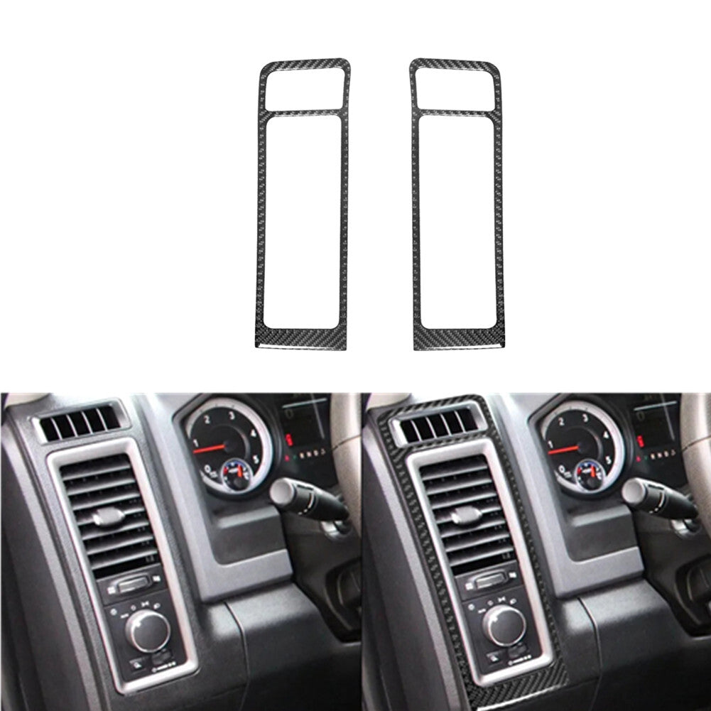 2Pcs Carbon Fiber Front Door Air Vent Cover Trim for Dodge for Ram 1500 2013-2015