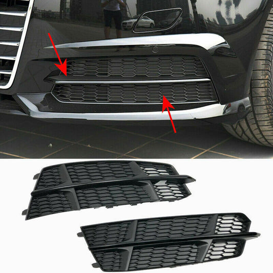 for Audi A6 S6 2016-2018 Fog Light Lamp Grilles W/Black Trim Front Bumper Grill