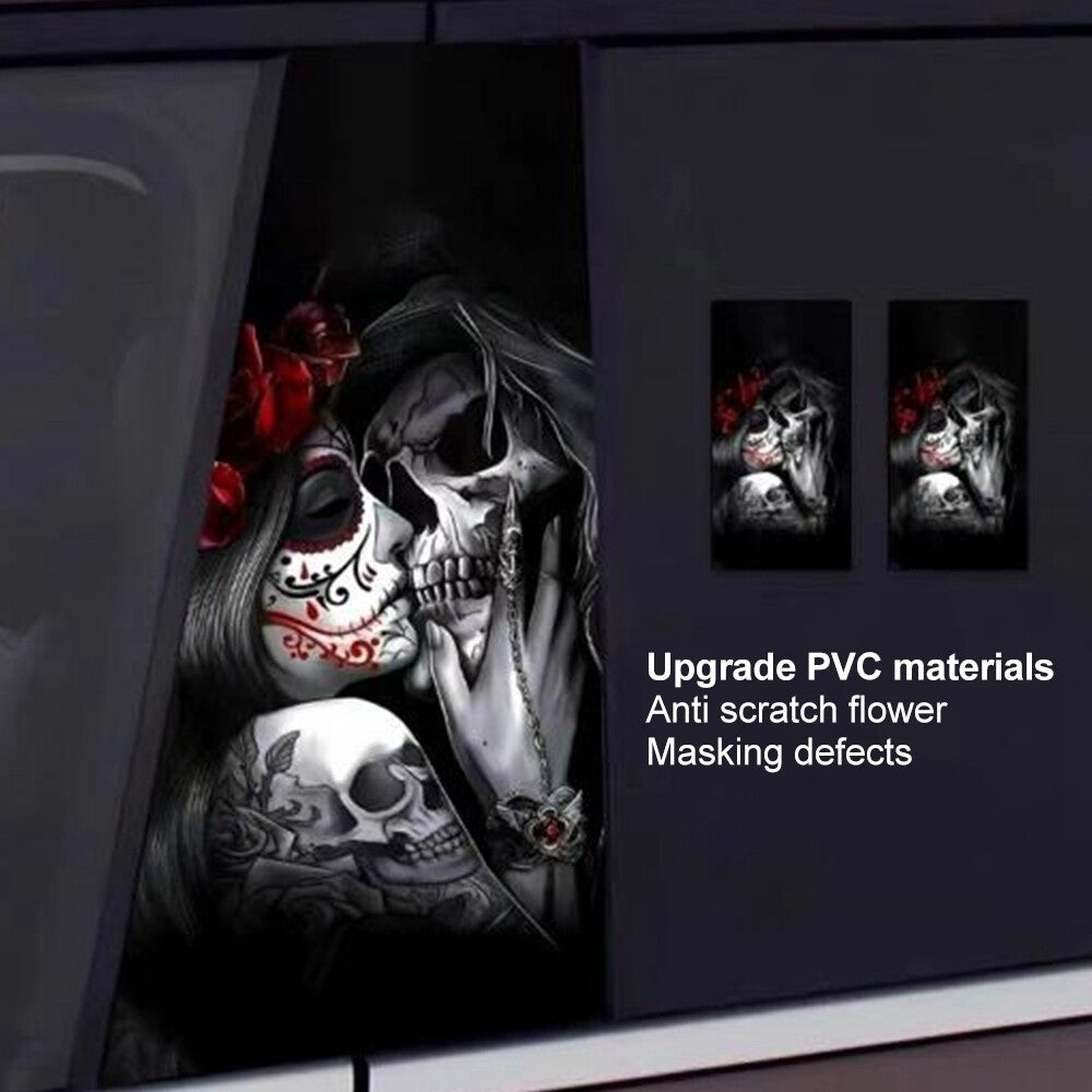 1019.7inch 2x Skull Kiss Car Center Pillar Stickers for Car Window Door Pillar